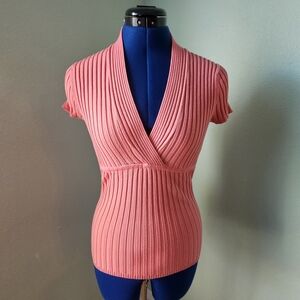 It's Our Time Coral Ribbed Knit Top